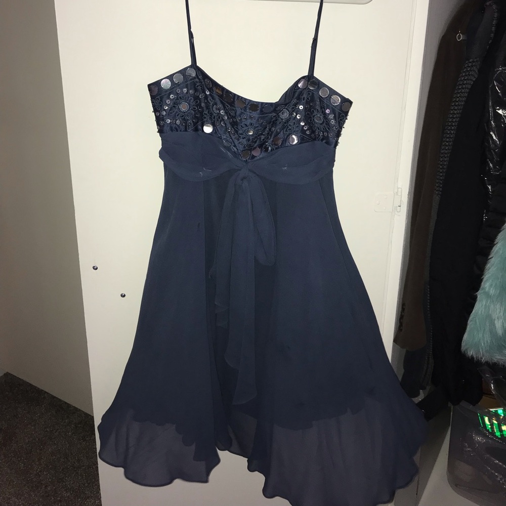BCBG blue sequins and beaded dress